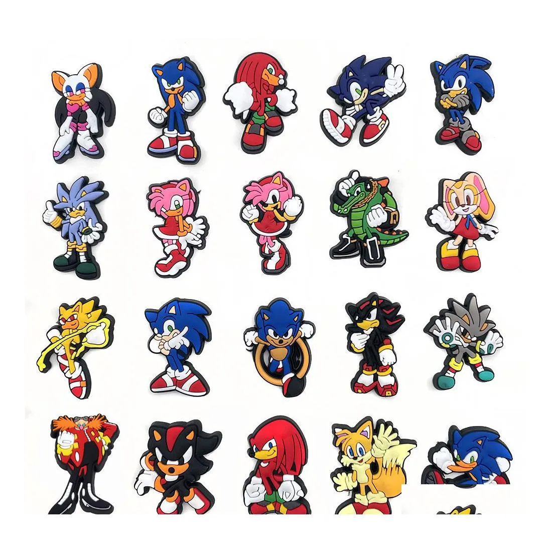 Schuhteile Zubehör Charms Großhandel Kindheitserinnerungen Sonic Lustiges Geschenk Cartoon Croc PVC Dekoration Schnalle Weichgummi Clog Fa Dhzsp