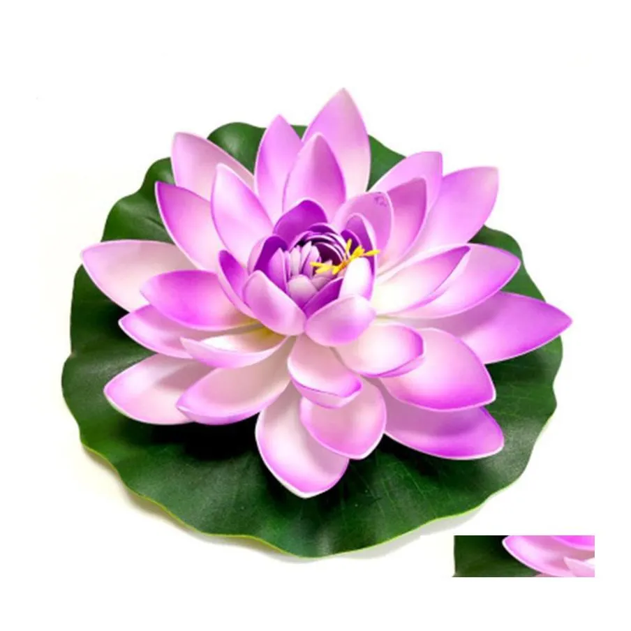 Decorative Flowers Wreaths 1Pcs Artificial Floating Lotus For Aquarium Fish Tank Pond Water Lily Home Garden Fountain Decoration D Dh3Xr