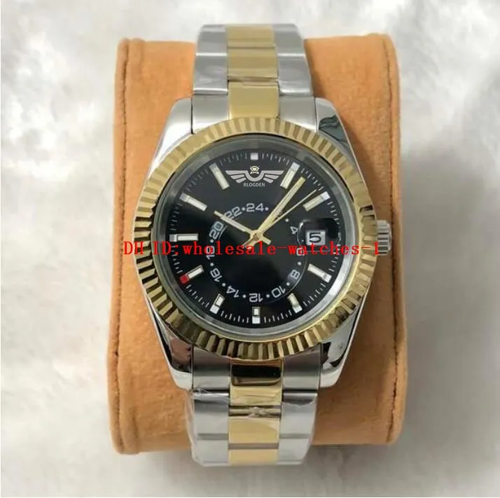 11 Style Classic Men's Watch Sky 326933 42mm Black Dial Automatic Mechanical Watches Luminous Wristwatches folding buckle Two Tone Gold