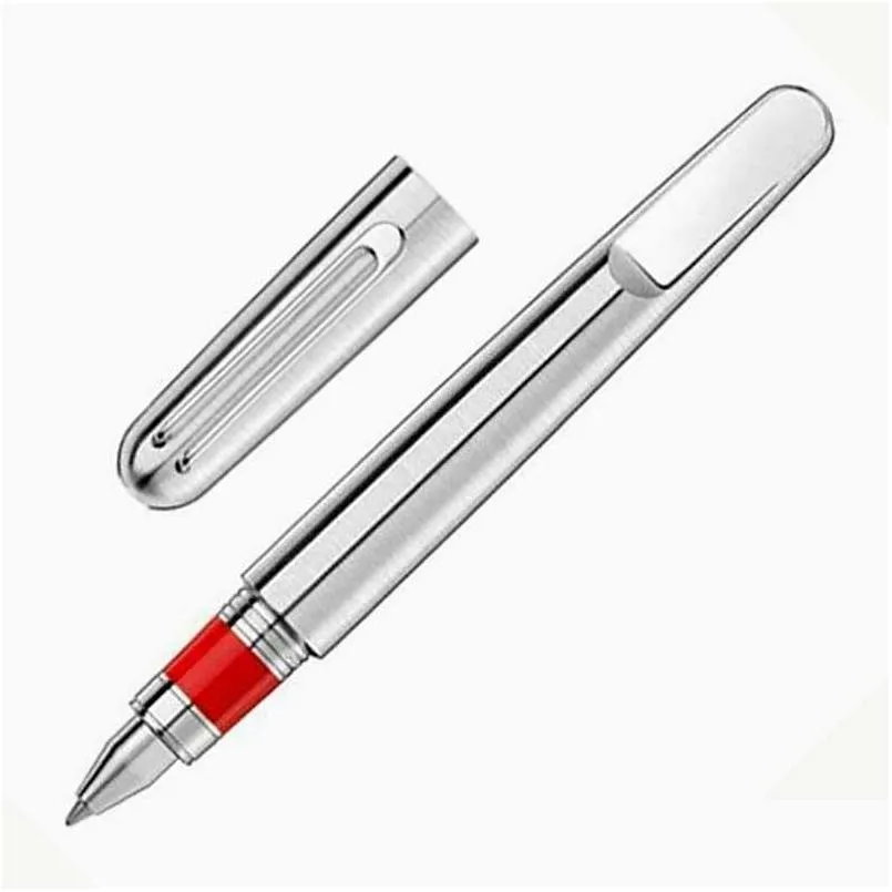 Ballpoint Pens Quality Heavy Metal Sier Top Grey Magnetic Shut Cap Rollerball Pen Stationery Business Office Supplies Write Men Gift Dhhgm