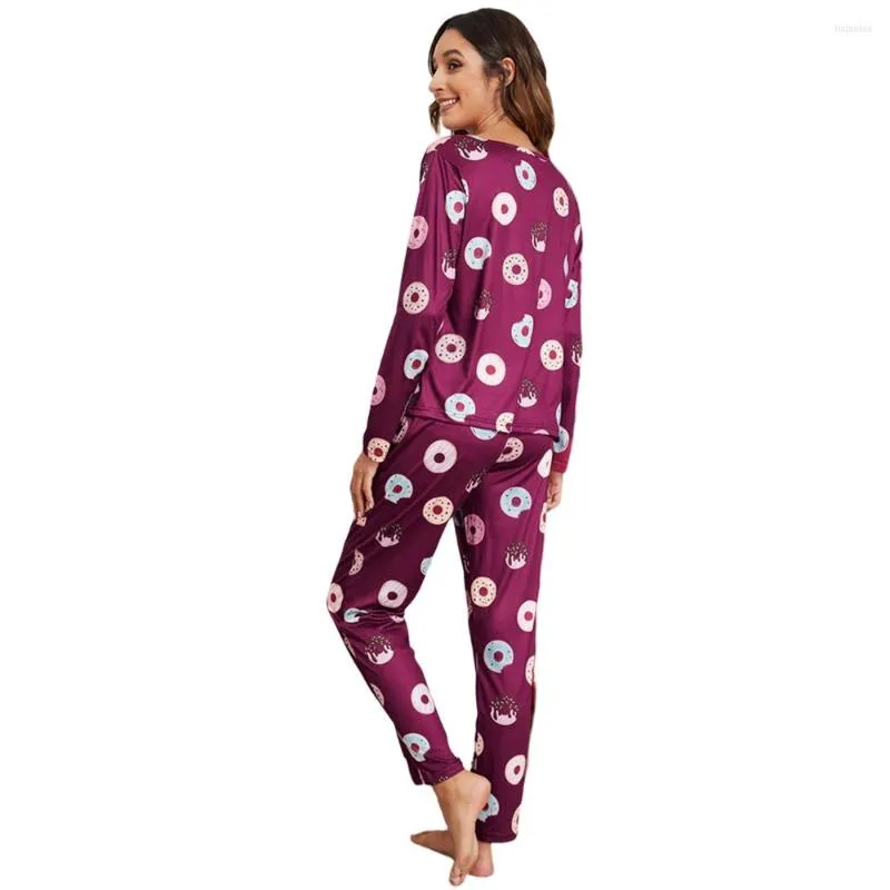 Womens Classic Long Sleeve Pajama Set With Loose Pants For Spring