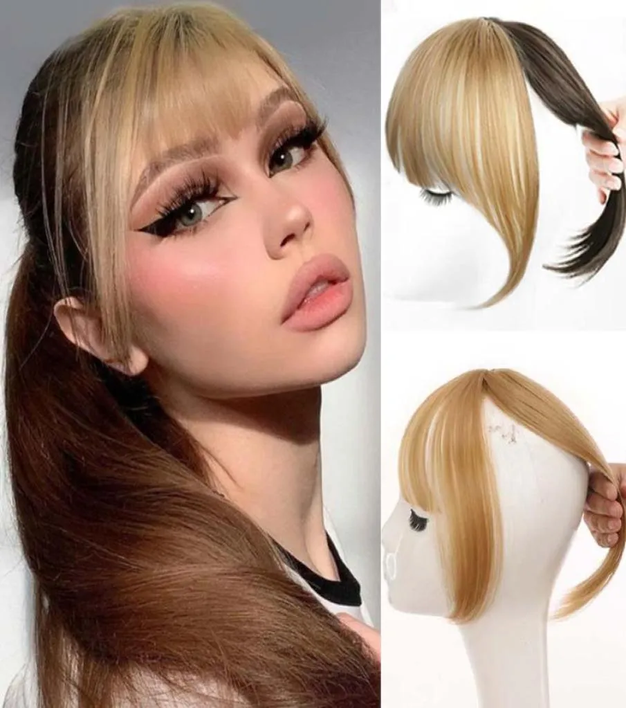 Synthetic Wigs HOUYAN Bangs Wig Piece Natural 3D French Li Luhua Black Replacement Twocolor Block Fake4279716
