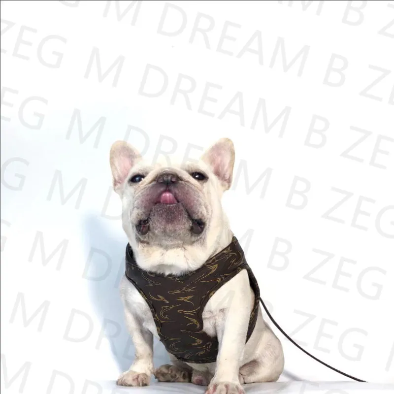 Designer Hondentuigriemen Set Klassieke Jacquard Belettering Step-in Trendy Hondentuigjes Zacht Mesh Huisdier Vest voor Kleine Honden Kat PS1305U