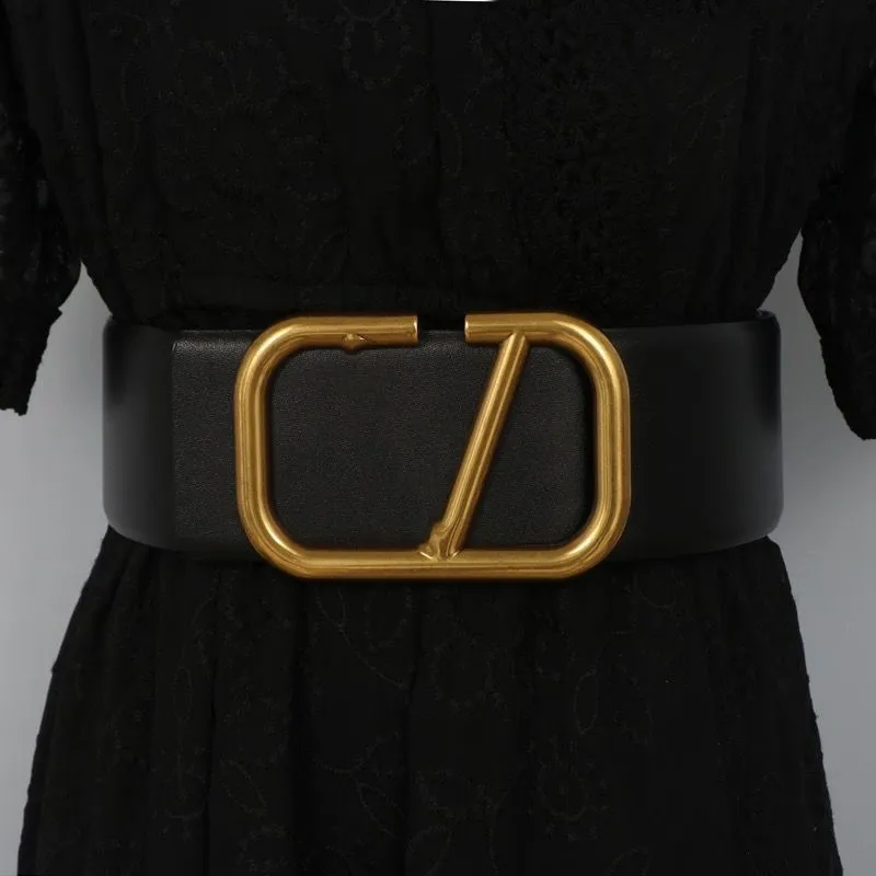 Luxury Designer Belt womens belt Fashion belts woman 7CM wide Black leather Metal buckle beautiful 7colo Optiona 90-125cm With box Wholesale customization