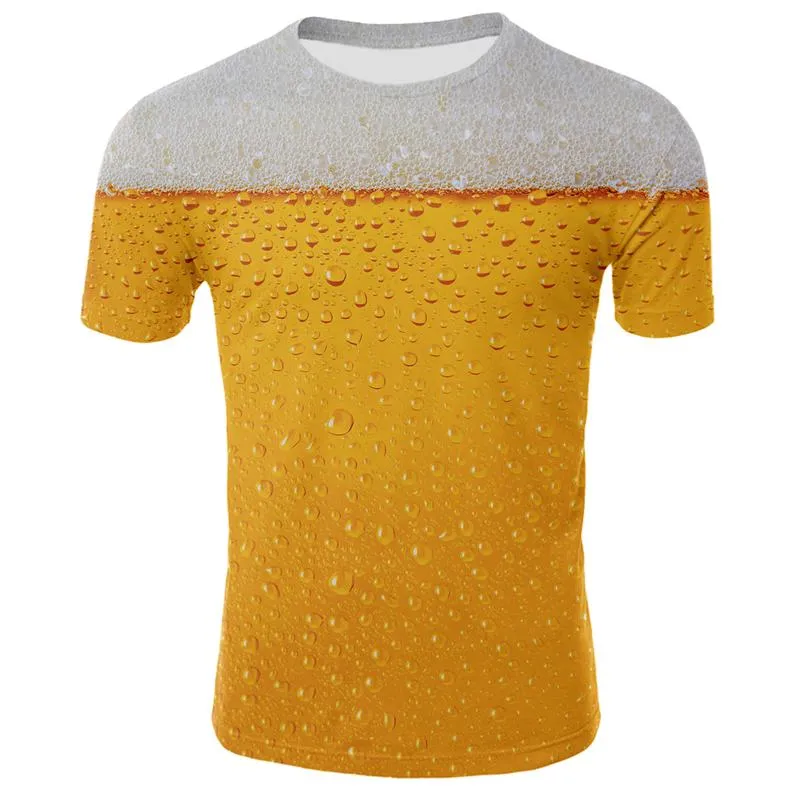 남성 T 셔츠 재미 있은 맥주/감자 튀김/햄버거 3D 프린트 셔츠 남여 여름 패션 캐주얼 오버 사이즈 T 셔츠 남성 여성 Streetwear 탑스