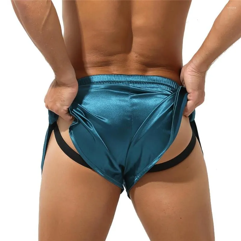 Underpants Sexy Mens Boxer Shorts Bugle Pouch Panties Jockstrap Silk Satin Slip Homme Underwear Calzoncillos Hombre Boxershorts Trunks