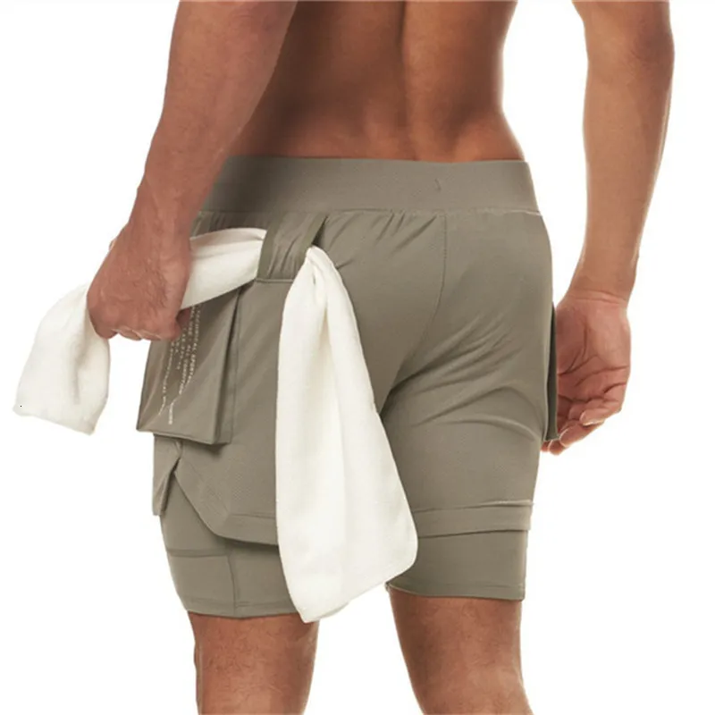 Herrshorts som kör shorts Sommaren Gym Fitness Training QuickDrying Jogging 2in1 Sports 230109