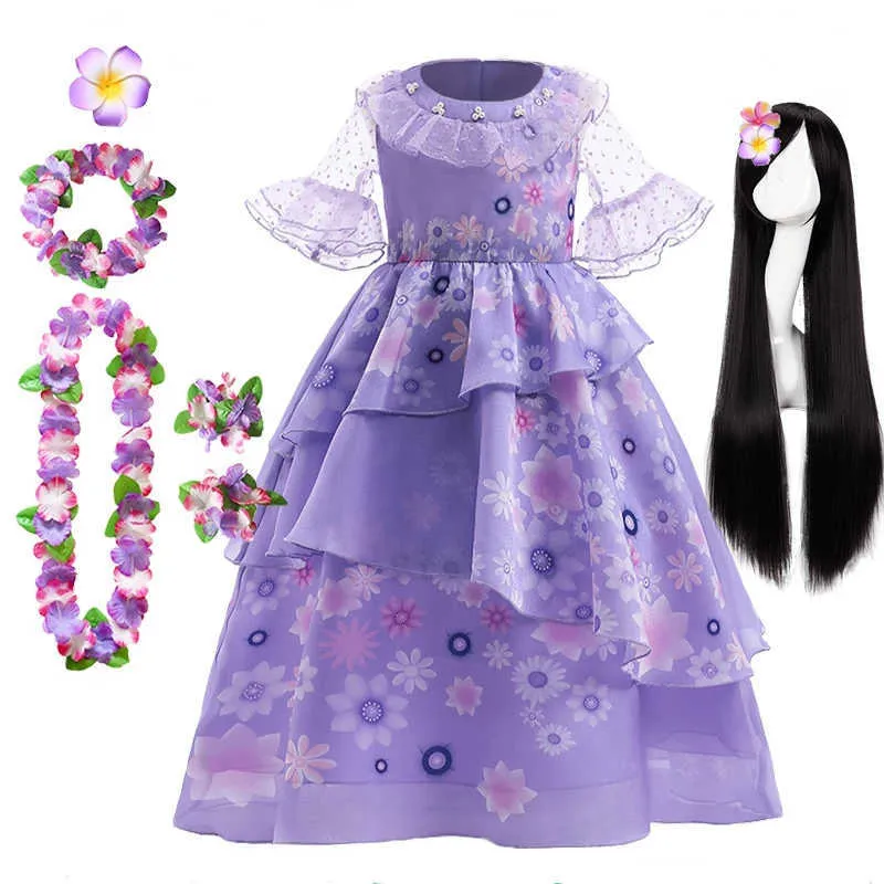 소녀의 드레스 ENCANTO ISABELA MADRIGAL GIRLS CORSPAY Princess Baby Kids Flower Dress Children Brithday Halloween Dress Up Costume T230106