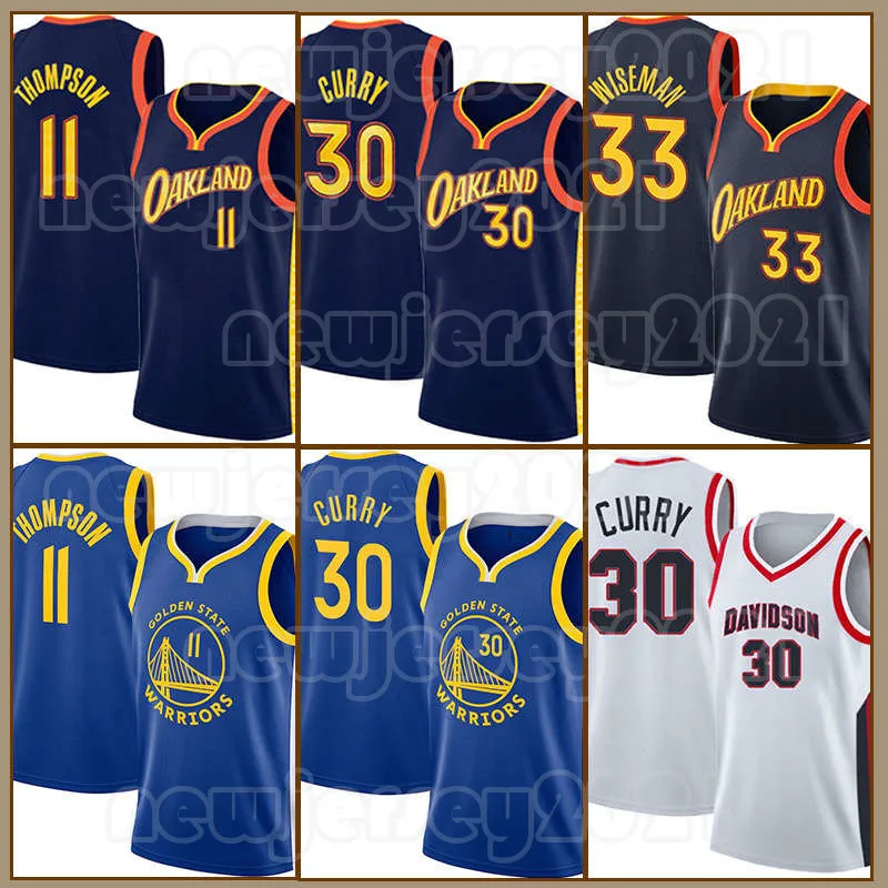 Nieuw 2023 Stephen Curry Klay Thompson Basketball Jerseys 30 11 23 Mens James Wiseman City Golden States Edition Blue Retro Jersey Mitchell Ness Shirt