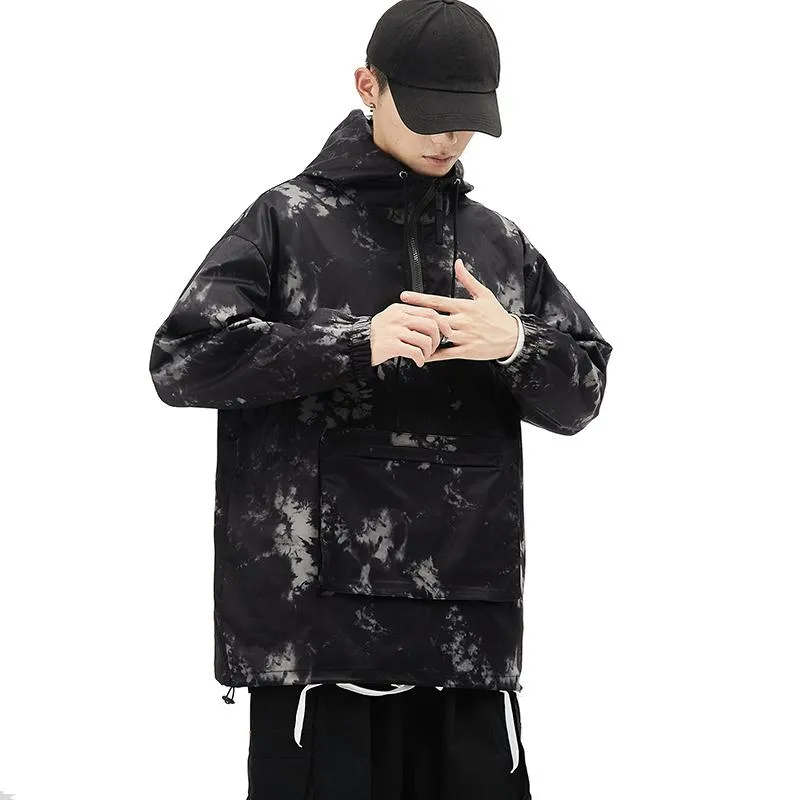Jaquetas masculinas casaco de bombardeiro com capuz Men 2023 Autumn Impressed Pulloto Pilot Windbreaker Casaco Moda de moda solta roupas de roupas
