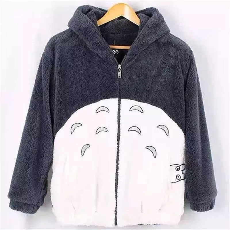 Women's Hoodies & Sweatshirts Harajuku Totoro Kawaii Hoodie Sweatshirt My Neighbor Coat Cosplay Fleece Overcoat with Ears Cute Jackets Chris