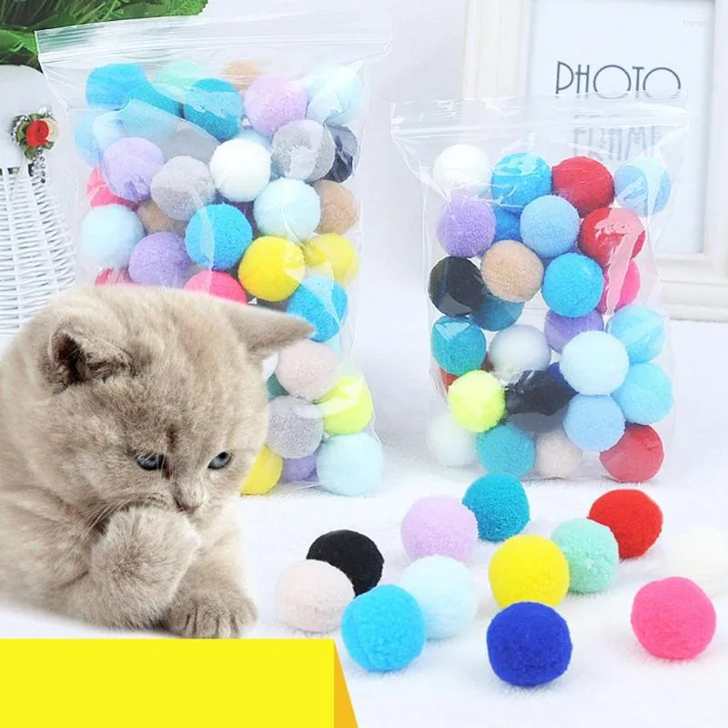 Toys de gato 2,5 cm Bola de brinquedo criativo Criativo colorido gatinho interativo pom mastigar fofo engraçado luxuoso suprimentos para animais de estimação