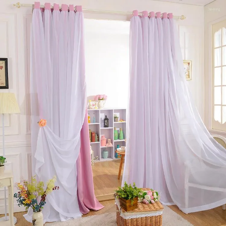 Curtain Custom Princess Beauty Korean Models Mafull Blackout Curtains For Living Room White Tulle/sheer Girls'