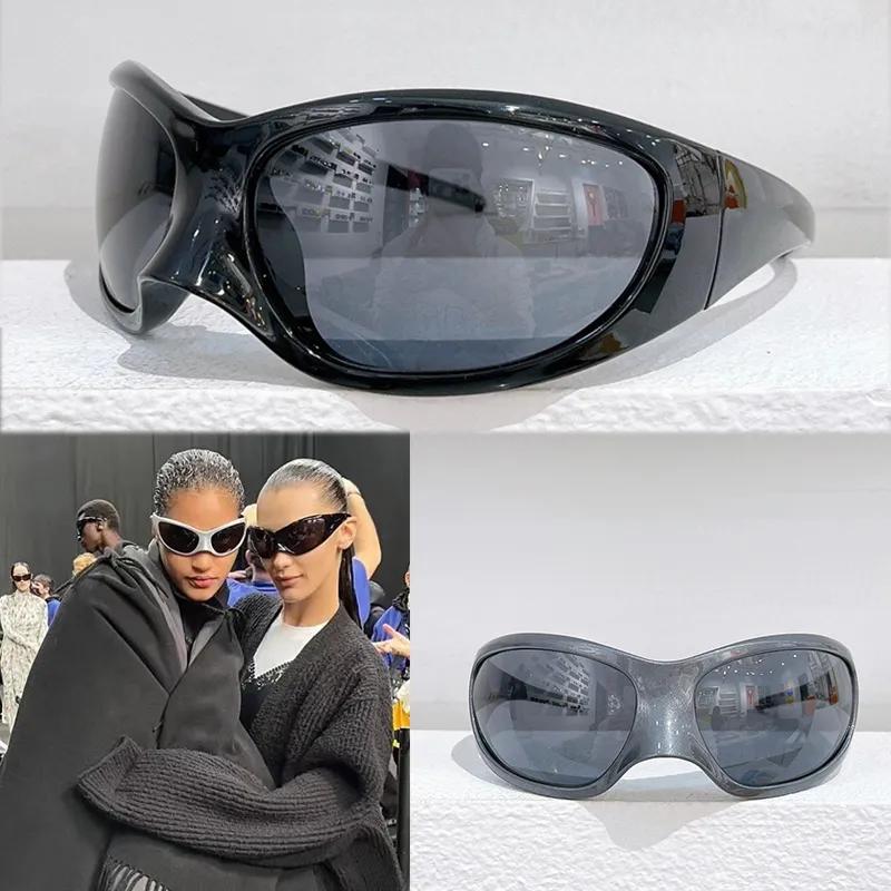 Snow Oversized Goggle sunglasses women cat eye sun glasses Catwalk look designer sunglass for woman UV protection injected nylon Winter glasses 0252 with box case