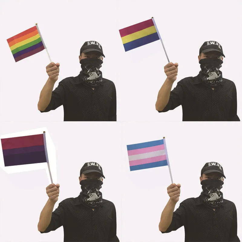 قوس قزح لافتة السحاقيات مثلي الجنس مهرجان برايد أعلام الدخان باليد LGBT لقوائم قزح اللافتات في الهواء الطلق لوازم الحفلات 4 نمط BH6796 TYJ