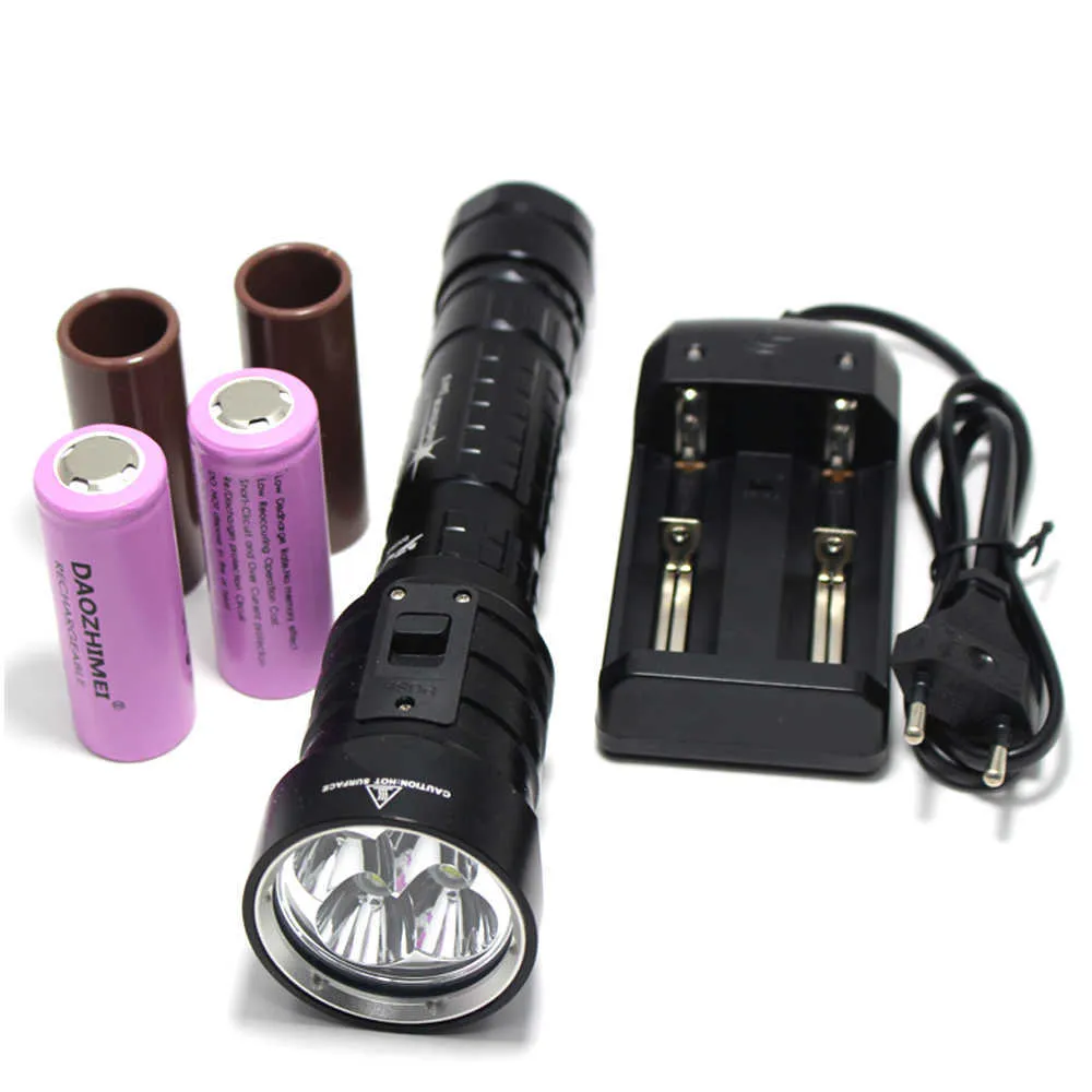 Latarki Pochodni 4 XM-L2 U2 Lanterna IP68 nurkowanie światła lamp linterna LED Recargable EDC Flashlight Brightness 26650 18650Lamp Torch 0109
