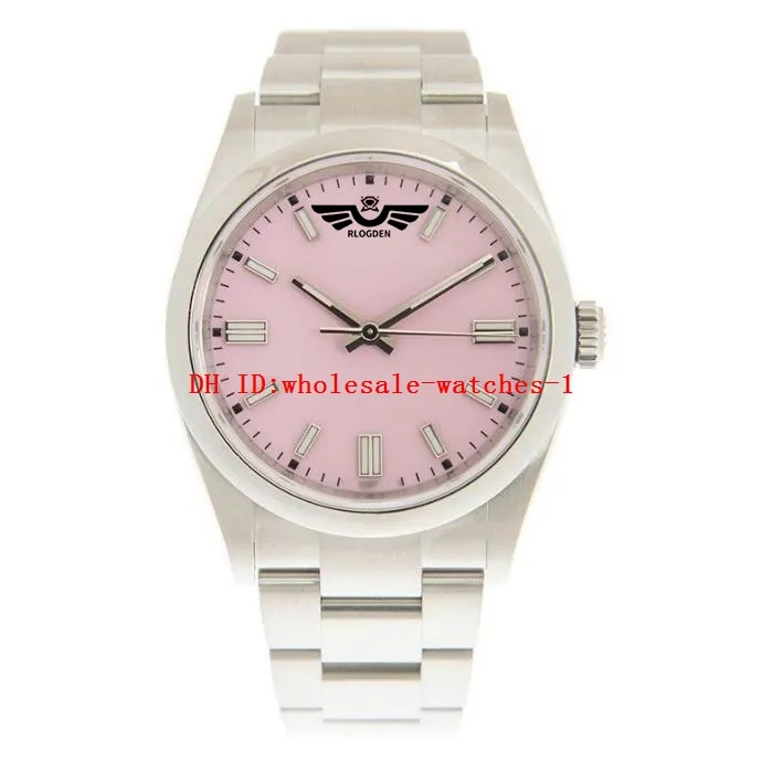 8 стиль классические мужские часы 124300 41 -мм часов с конфеты розовый циферблат световой автоматический механический полумесяц из нержавеющей стали.