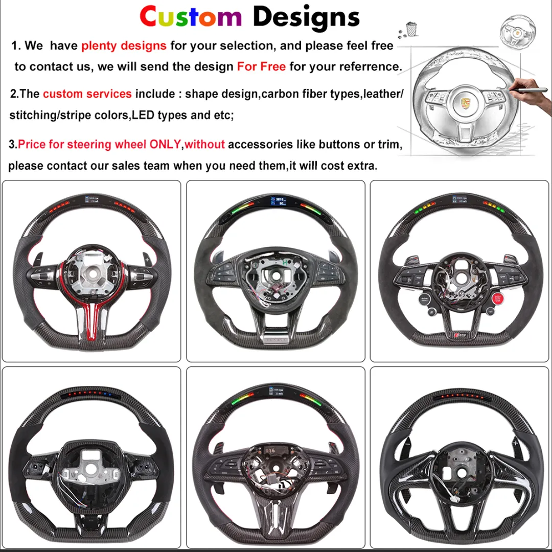 Car Styling Driving Wheel Carbon Fiber LED Steering Wheels For Mercedes Benz AMG W221 Auto Parts