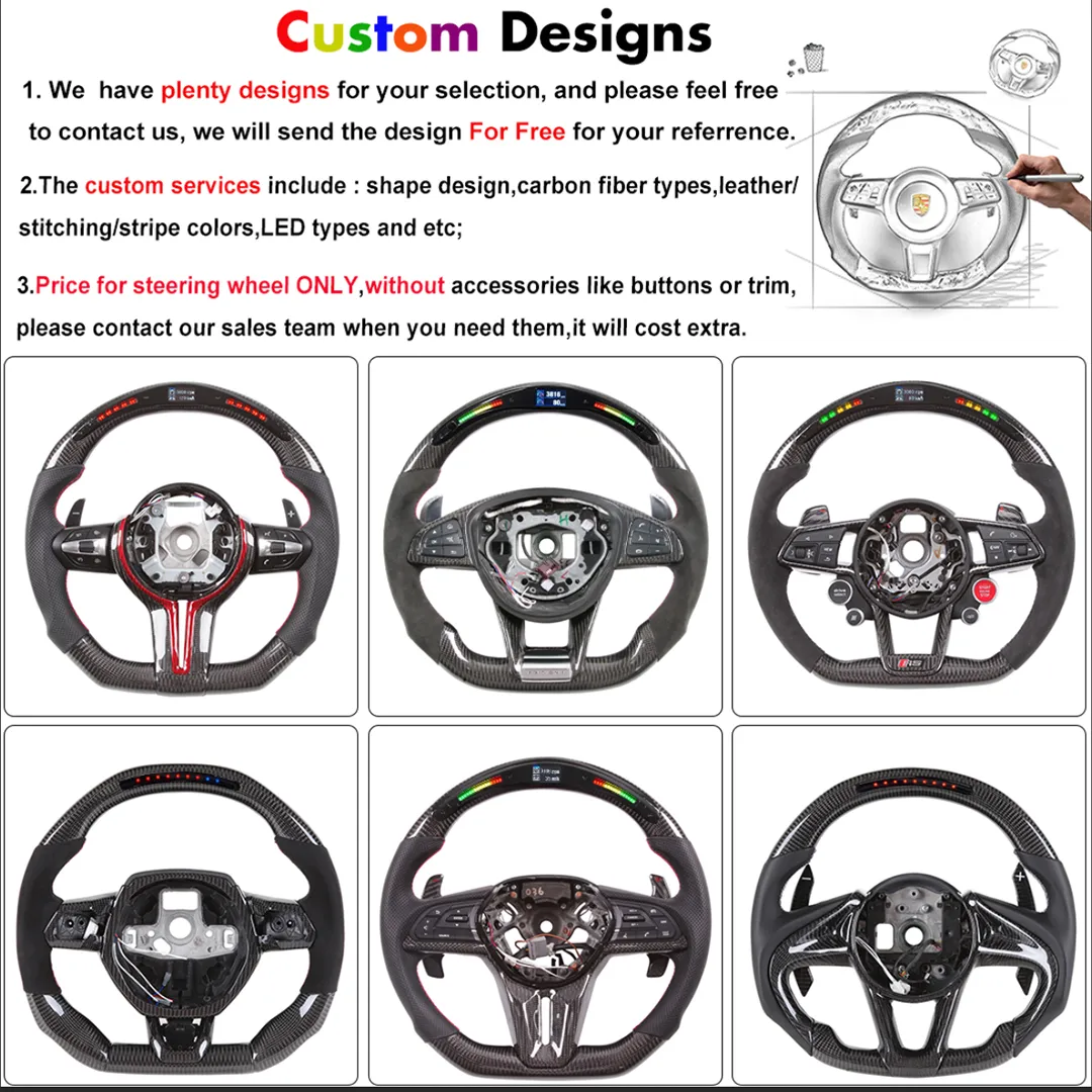 Rodas de direção de fibra de fibra de carbono de fibra de carbono de roda de carro para Mercedes Benz AMG W221 Auto Peças