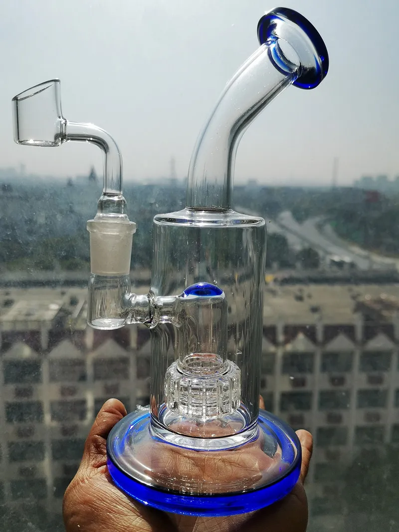 Recycler Dab Rigs Hookahs Glass Water Bongs 흡연 유리 파이프 Oil Rig Unqiue Glass bong With 14mm Joint