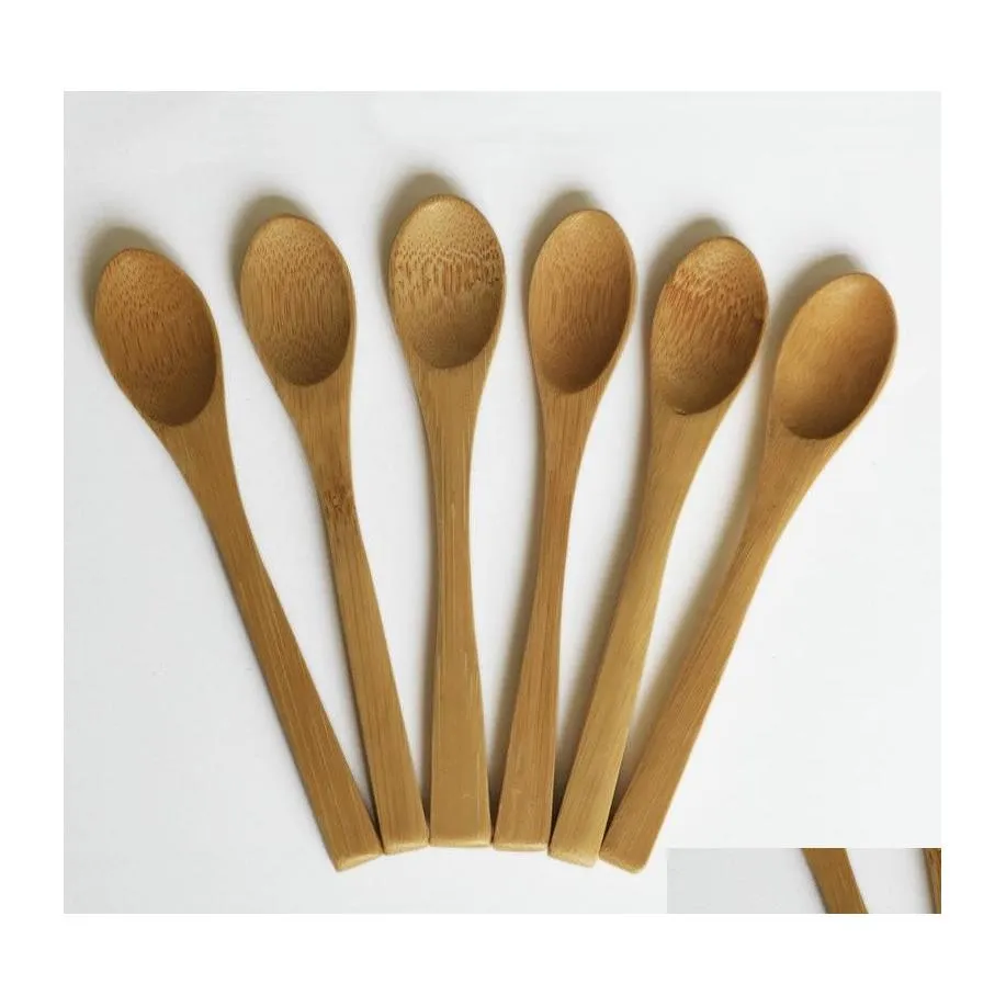 Spoons 13 Cm Wooden Spoon Jam Coffee Baby Honey Bamboo Mini Kitchen Stir Seasoning Tool Drop Delivery Home Garden Dining Bar Flatware Dhpqn