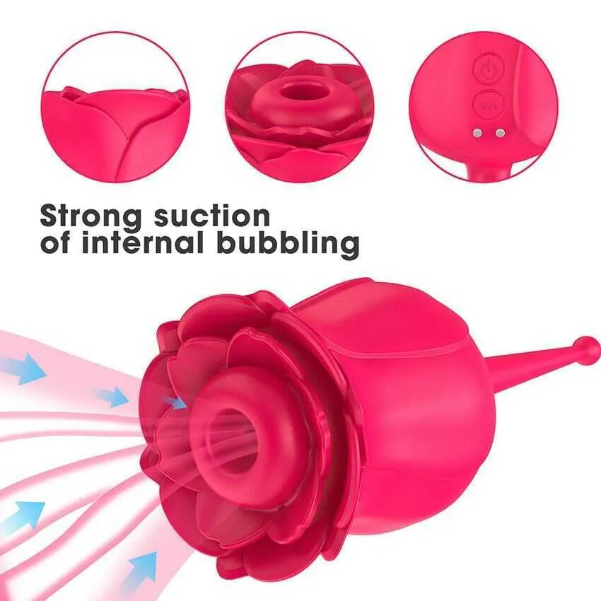 Sk￶nhetsartiklar ros sucker vibrerande retad ￤gg kvinnlig onanator sexiga leksaker vuxna produkter