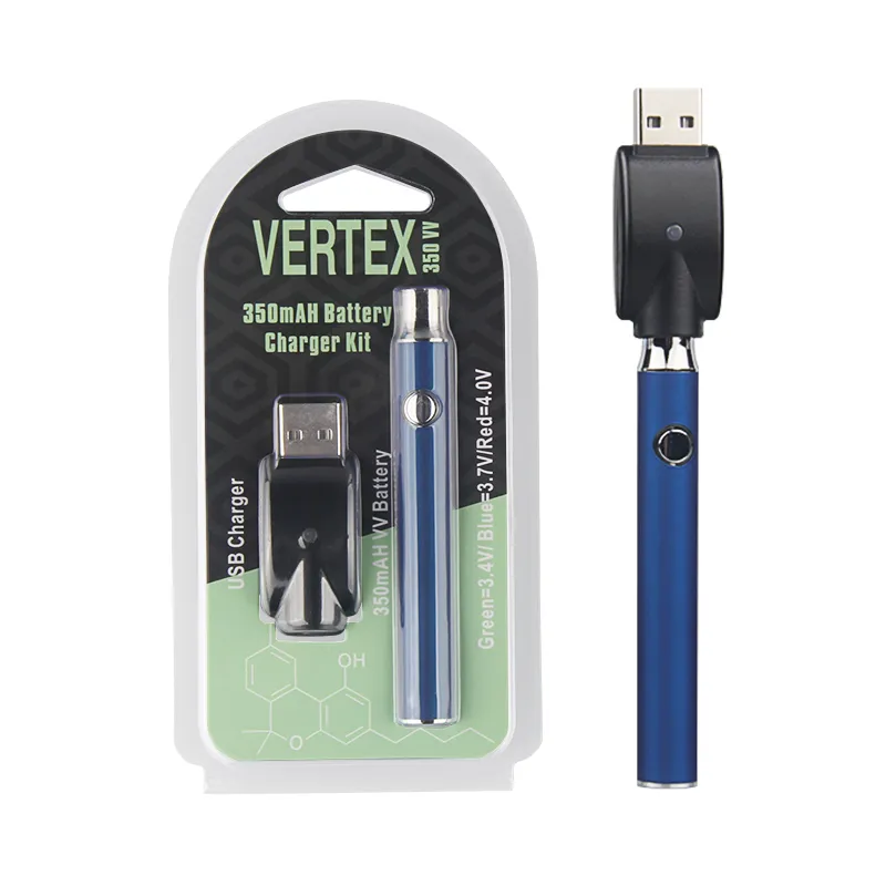 Vertex Préchauffage Vape Batterie Blister Kit Chargeur USB 350mAh Préchauffer O Pen Bud Touch Vaporisateur Stylos fit 510 Fil 1ml Cartouches D'huile