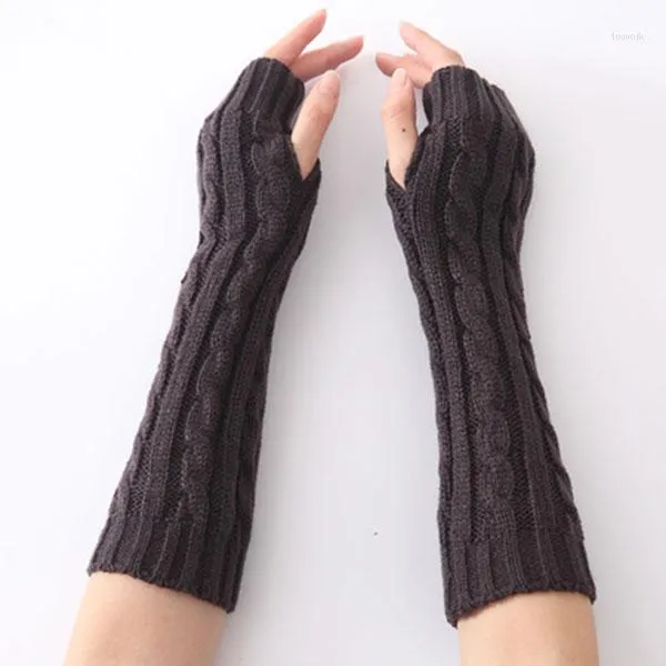 Genouillères Ly 1 paire longue tresse câble tricot gants sans doigts femmes à la main mode doux gantelet pratique décontracté M99