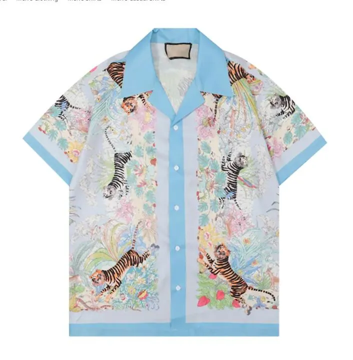 Män avslappnade skjortor 2023 lyx varumärke tidigt på våren tryck strand kort ärm skjorta mode tryck v hals hawaiian skjortor för man