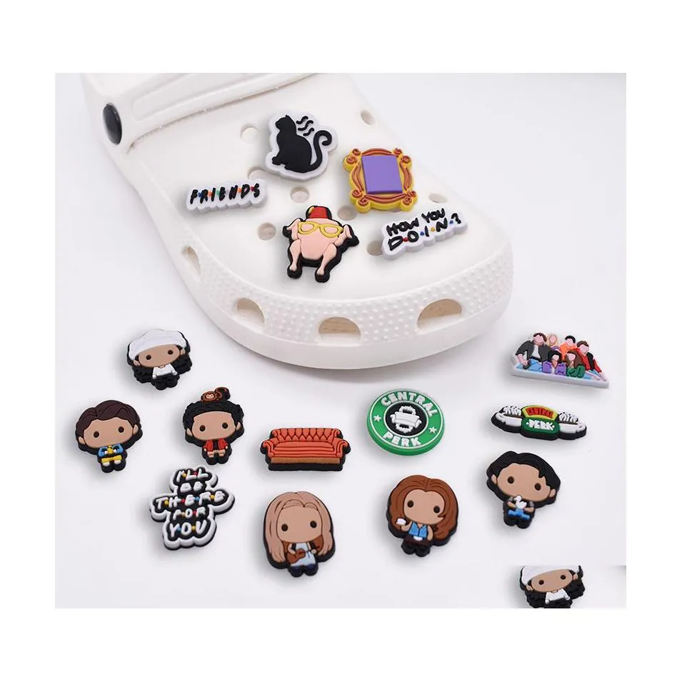 Shoe Parts Accessories Charms Wholesale Childhood Memories Friends Funny Gift Cartoon Croc Pvc Decoration Buckle Soft Rubber Clog Dhnrh