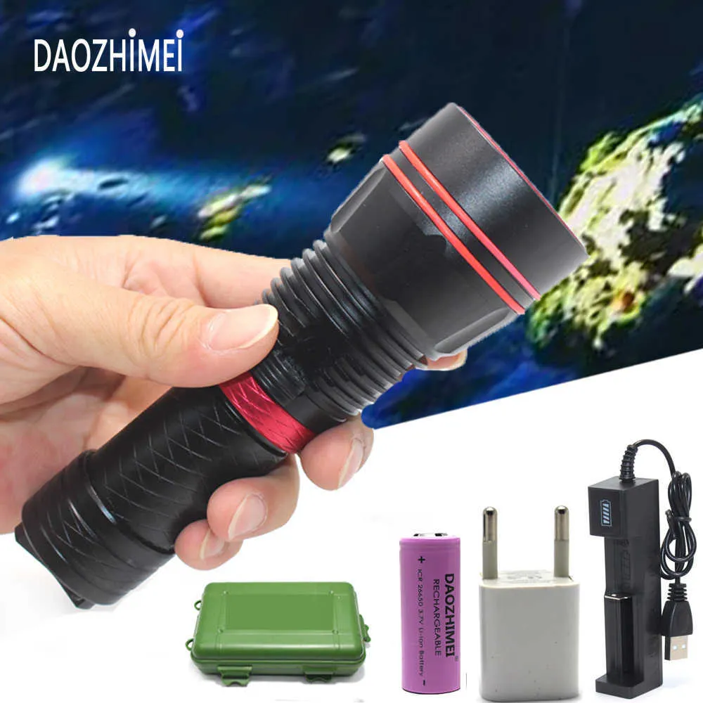 Flashlights Torches 6000 Lumens XM-L L2 LED Dive Flashlight 100 Meter Waterproof Underwater Tactical Lighting Lamp use 18650 OR 26650 Battery 0109