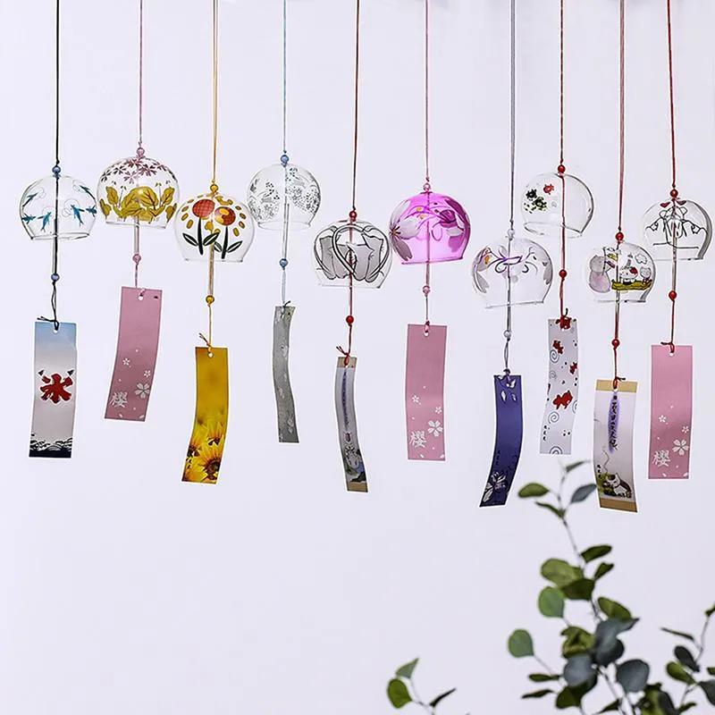 Decoratieve beeldjes Objecten Wind Bell Japan Handgemaakte glas Furin Home Office Decors Painted Chimedecoratief geschilderd