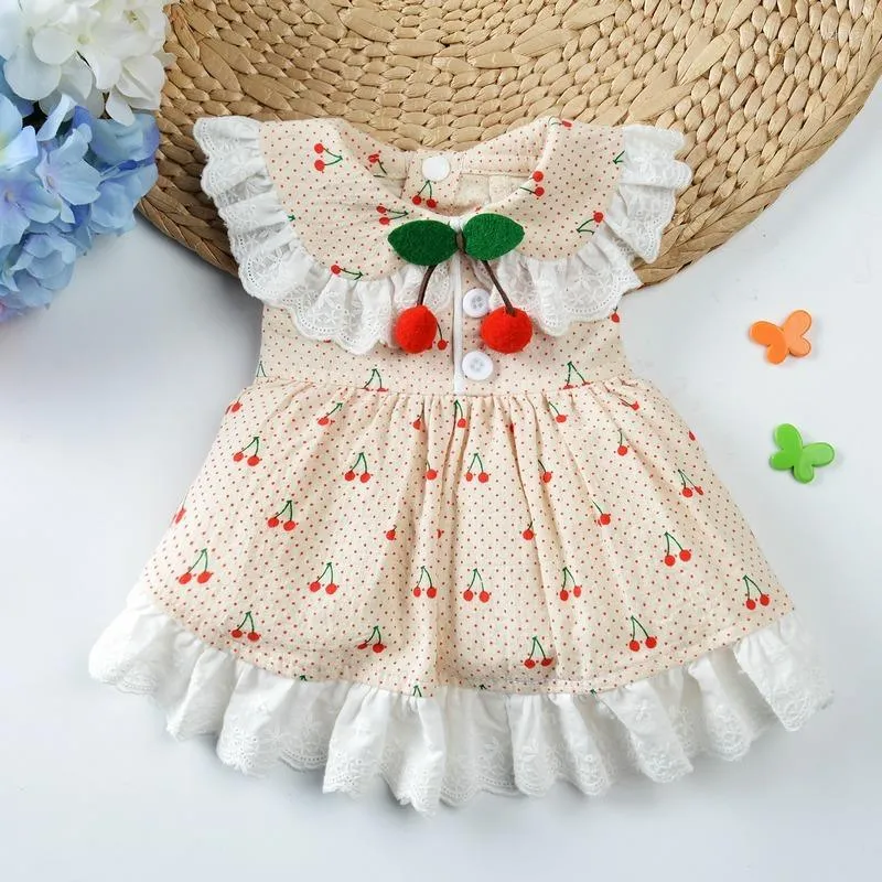 Odzież z ubrania wiśniowa dla małych średnich psów Piękna spódnica misia kawaii pomorskie sukienki Puppy Pets Costume Costume