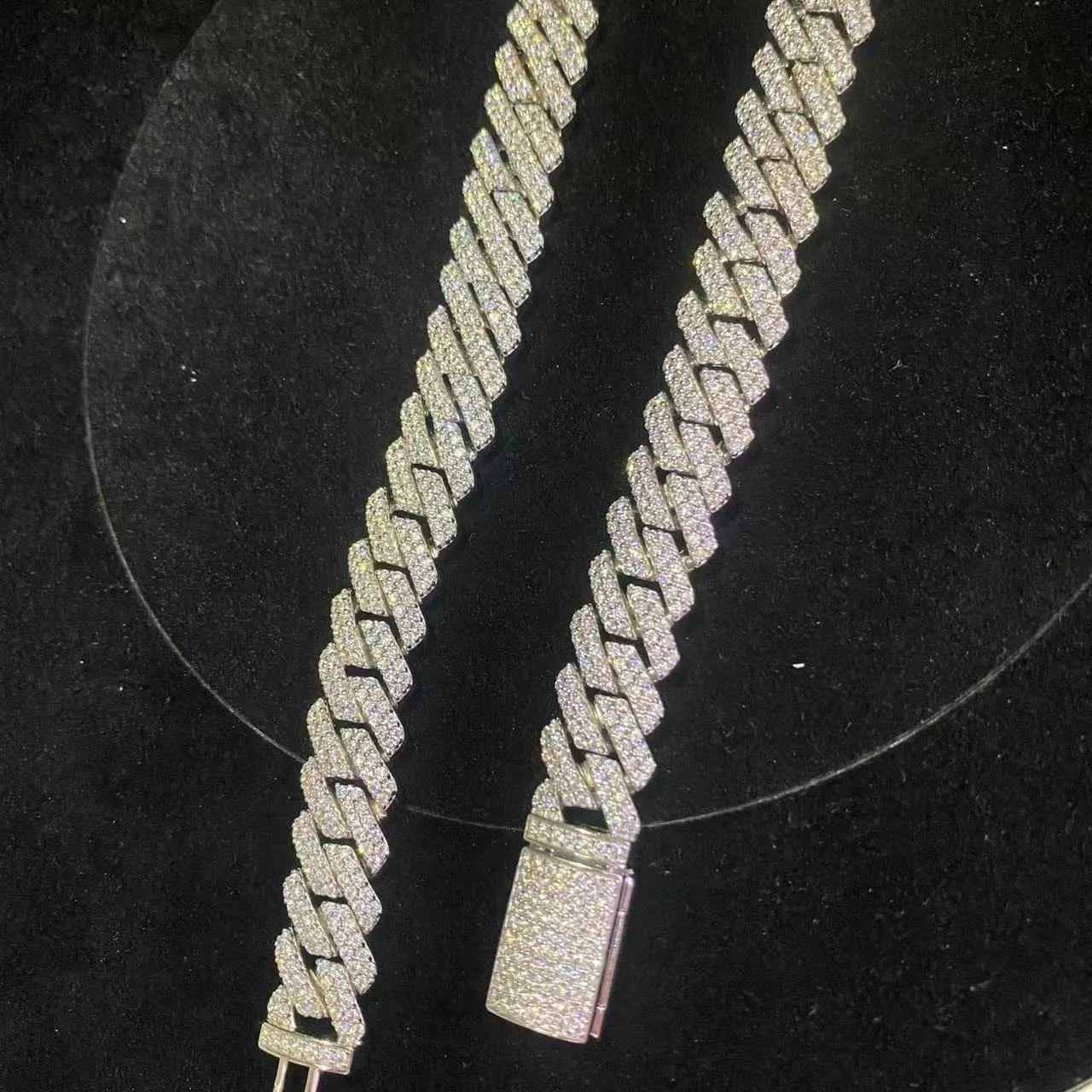 Mens Hip Hop Bling: 14mm VVS Diamond Sterling Silver 925 Mens Hip Hop Bling: 14mm VVS Diamond Sterling Silver 925