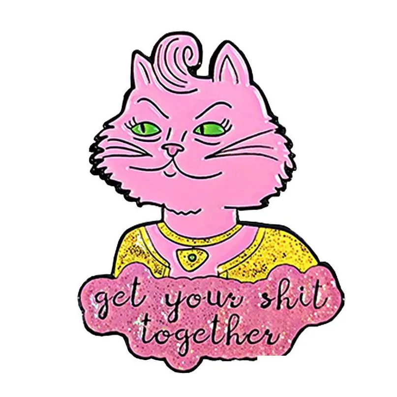 핀 브로치 캐롤린 에나멜 핀 만화 Tv 시리즈 셔츠 옷깃 배낭 배너 배지 핑크 고양이 레이디 쥬얼리 선물 친구 Dhsau 받기