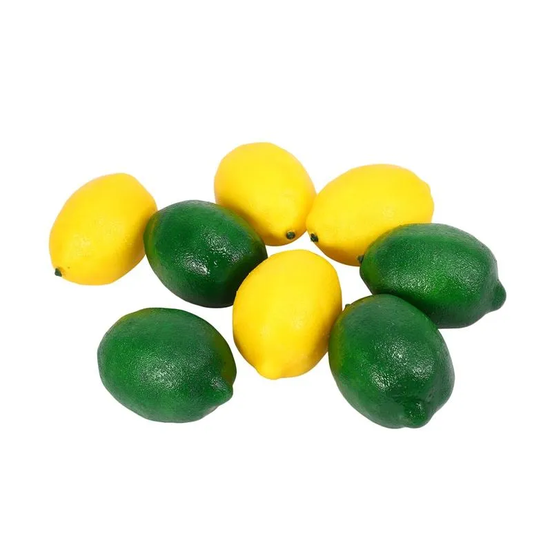 Party Decoration 8 Pack Artificial Fake Lemons Limes Fruit For Vase Filler Home Kitchen Yellow And Green