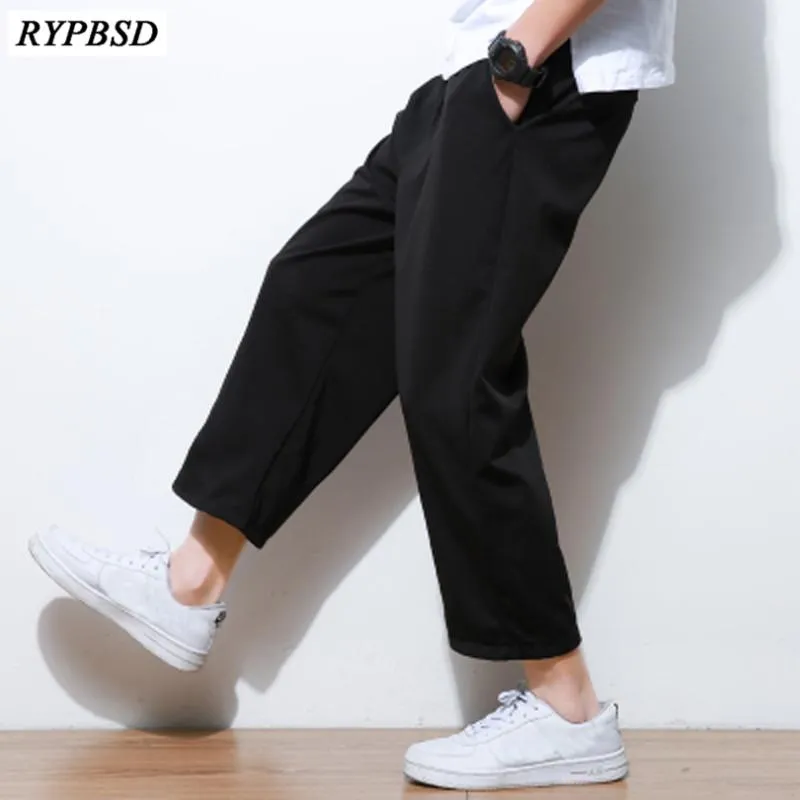 Pantalon homme été 2023 blanc noir rayé hommes jambe large lâche mode décontracté droite neuf pantalon