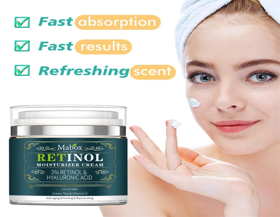 Mabox Retinol 3 Hydratrizer Face Cream Lotion Vitamine E Collag￨ne Anti-Image Retirez l'acn￩ Face S￩rum 50ml6316221