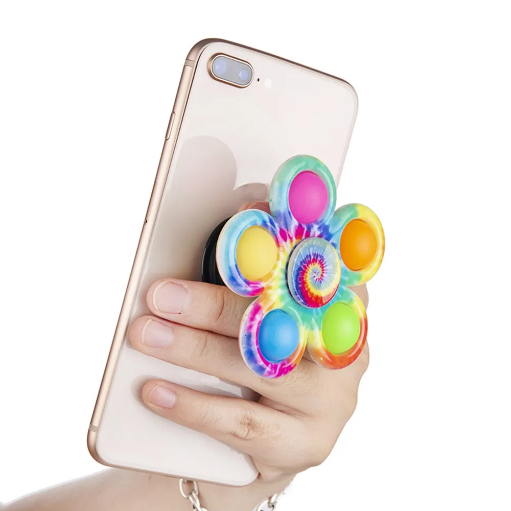 Fidget Spinner Toys Cellphone Stands Finger Push Bubble Hand Spinners Mobile Phone Holder For ADHD Anxiety Stress Relief Sensory Party Favor Kids Toy 1302