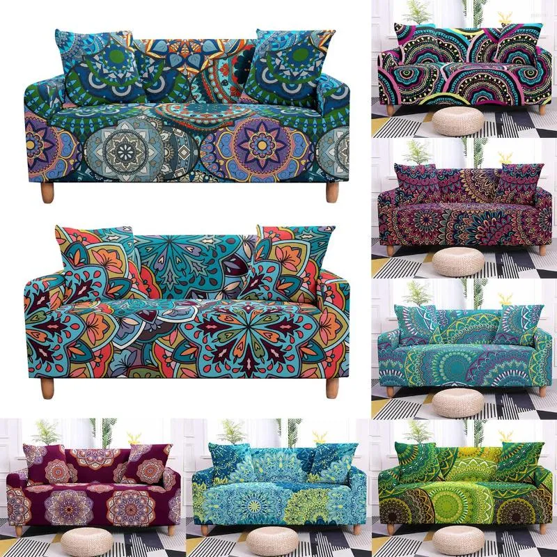 Stol täcker mandala elastisk soffa för vardagsrummet moderna sektionshörntäcke justerbara slipcovers soffskydd