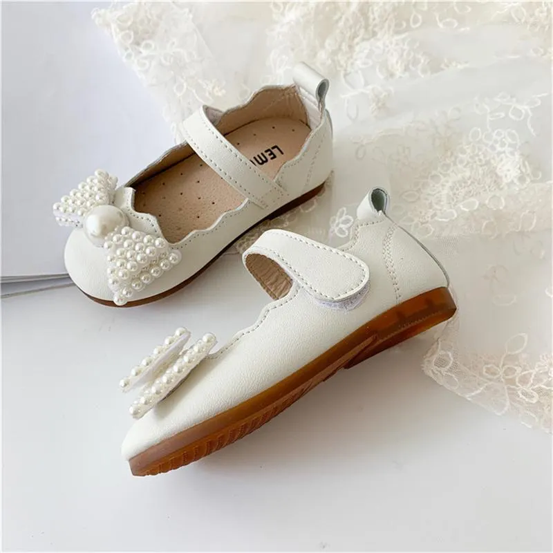 CUZULLAA Scarpe Basse per Bambini 1-6 Anni Bambina Principessa Dolce Fiocco con Fiocco di Perle Ballerine Bambino Antiscivolo Taglia Unica 21-30