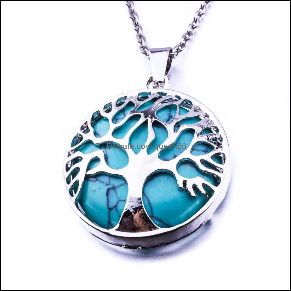 Pendentif Colliers Mode Pierre Naturelle Turuoise Arbre De Vie Collier Or Opale Rose Cristal Pour Les Femmes Livraison Directe Bijoux Pendentif Otpog