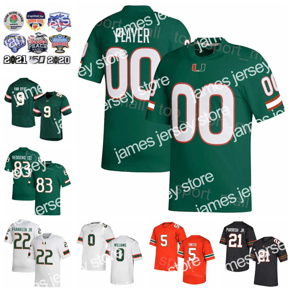 American College Football Wear College Football NCAA voetbal Miami Hurricanes College Jersey 9 Tyler van Dyke 21 Henry Parrish Jr 22 Thaddius Franklin Jr 83 Michael