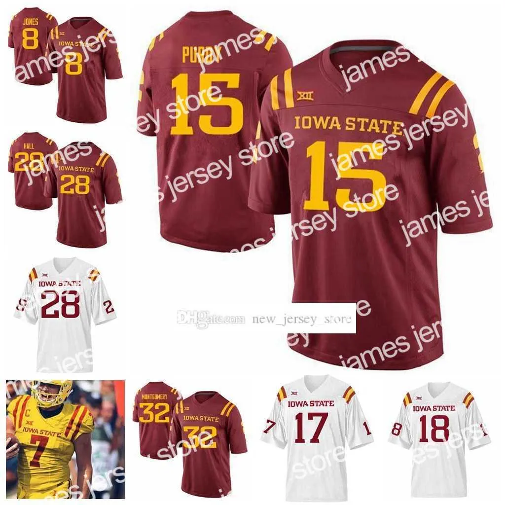 American College Football Wear NCAA Custom Iowa State College Cyclones koszulki piłkarskie zszyte Sean Shaw Jr. Retey Real Mitchell Allen Lazard Breece Hall Kyle K