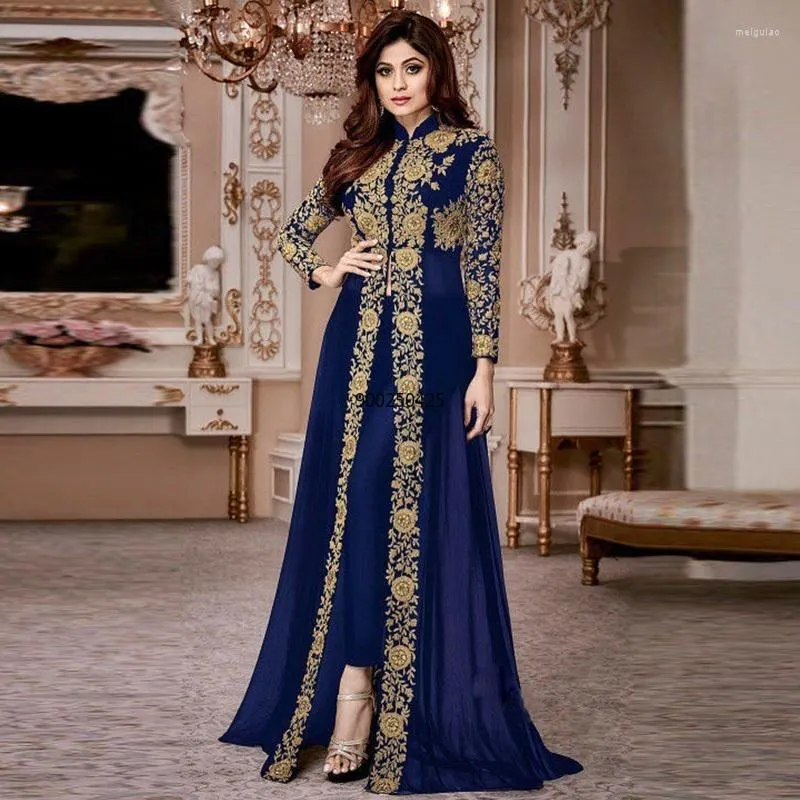 Attractive Sky Blue Ruffle Sleeve Designer Palazzo Suit With Heavy Work –  Kaleendi