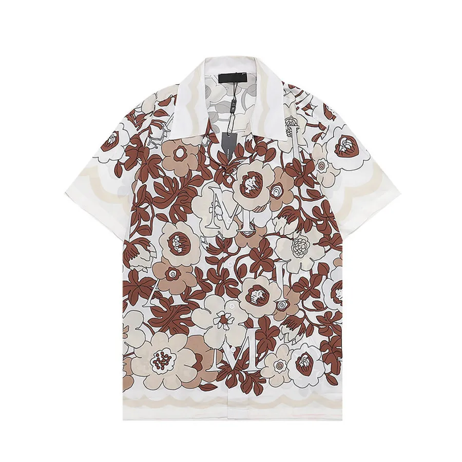 Mens Fashion Floral Hawaiian Shirts Short Sleeve Button Down Bowling Beach Shirts Casual Shirts Mens Summer Dress Shirt M-3XL
