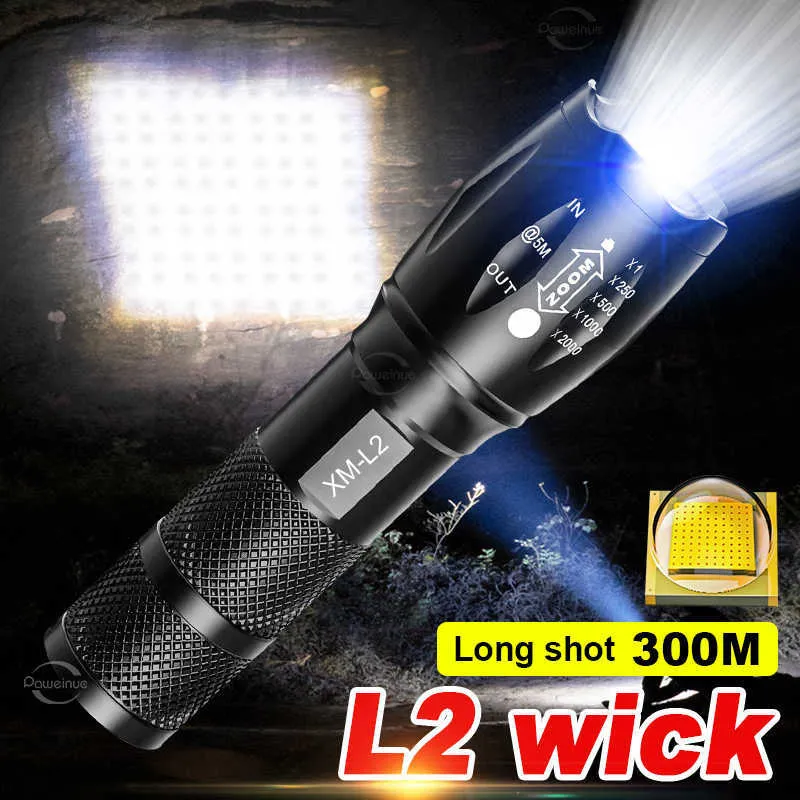 Ficklampor facklor 10000 lm super xhp70 Taktisk ficklampa L2 Uppladdningsbar ficklampa Work Lamp Waterproof Climbing Torch Light kraftfull ficklampa 0109