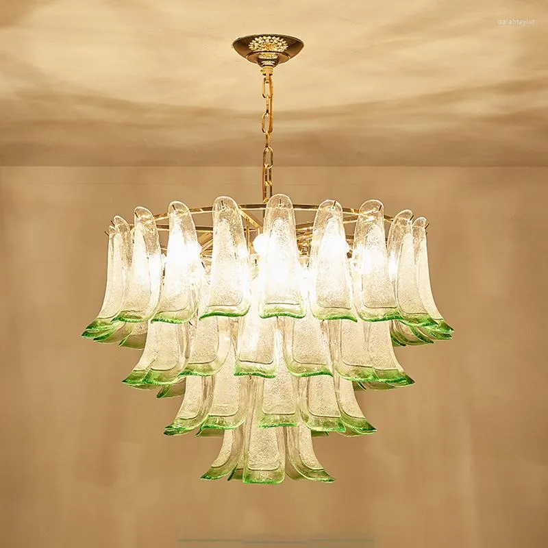 Pendelleuchten Postmodern Luxus Farbverlauf Glas LED-Leuchten Glanzplatte Gold Metall Runde Lampe Wohnzimmer Hängeleuchte