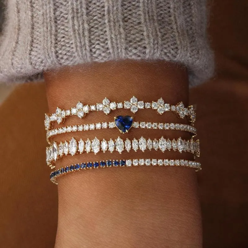 Bracelets porte-bonheur Stonefans classique zircon cubique Bracelet chaîne pour femme Tennis à la main bijoux de mariage Couple Bracelet cadeau