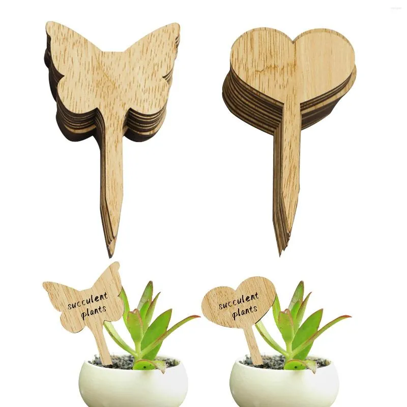 Garden Decorations 30Pcs Wooden Markers Stakes Heart/Butterfly Shaped Plant Labels And Vegetable Tags Sticks For Indoor Outdo